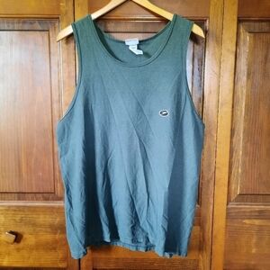 Vintage Y2K Speedo 100% Cotton Hunter Green Graphic Tank Top Size Large